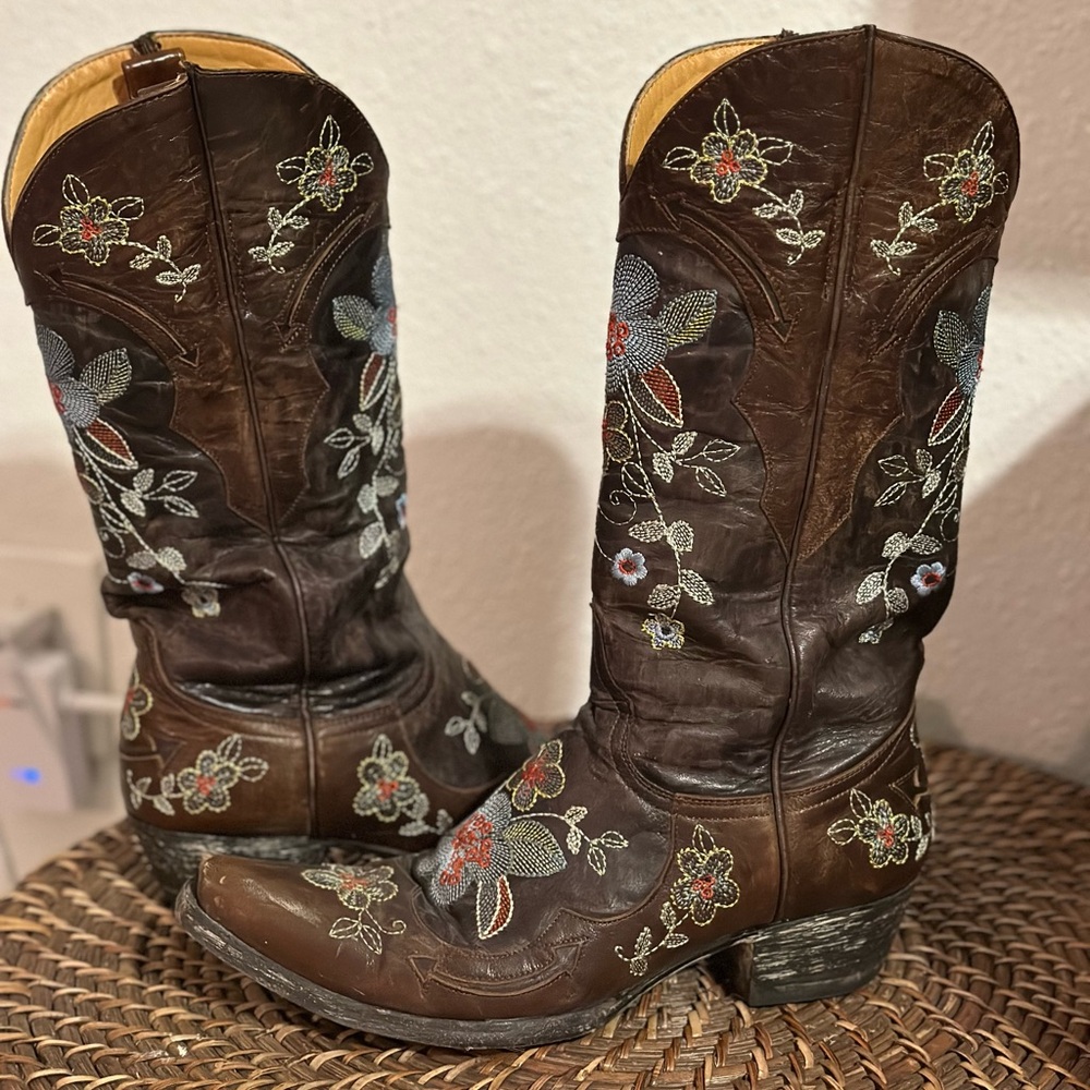 Embroidered Leather Cowboy Boots Old Gringo Bonnie